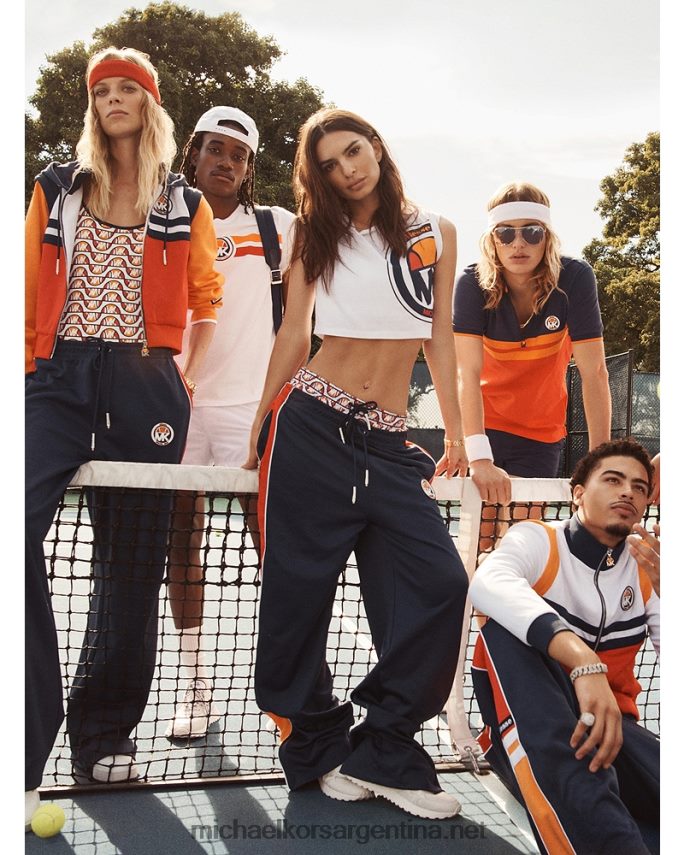 hombres vestido azul polo mk x ellesse de algodón a rayas Michael Kors T46HB02918