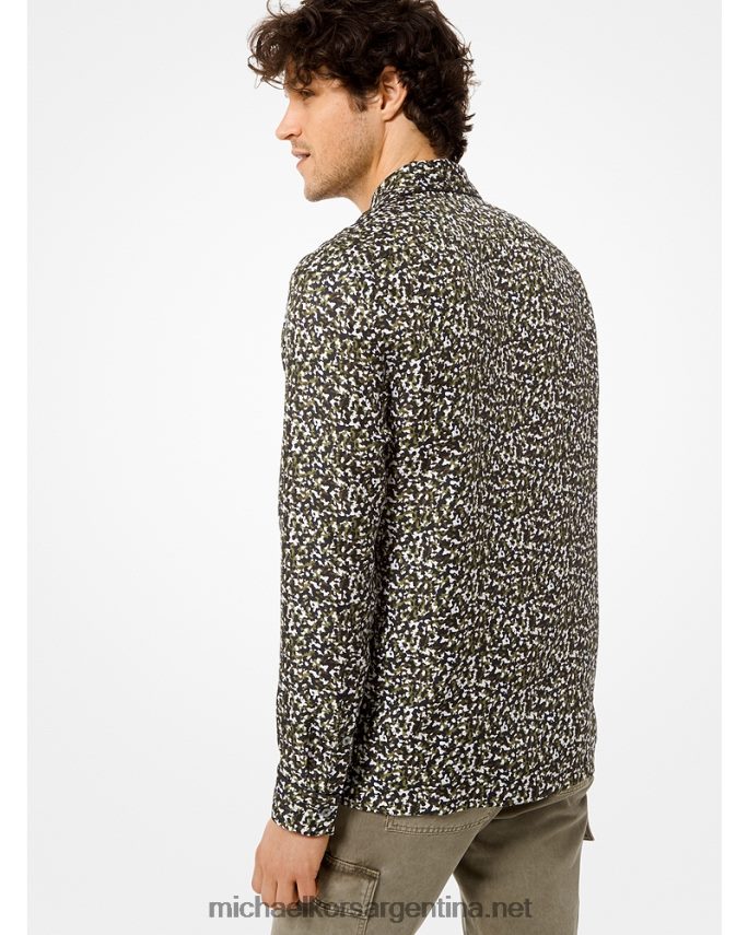 hombres aceituna camisa de pijama de seda militar Michael Kors T46HB03137