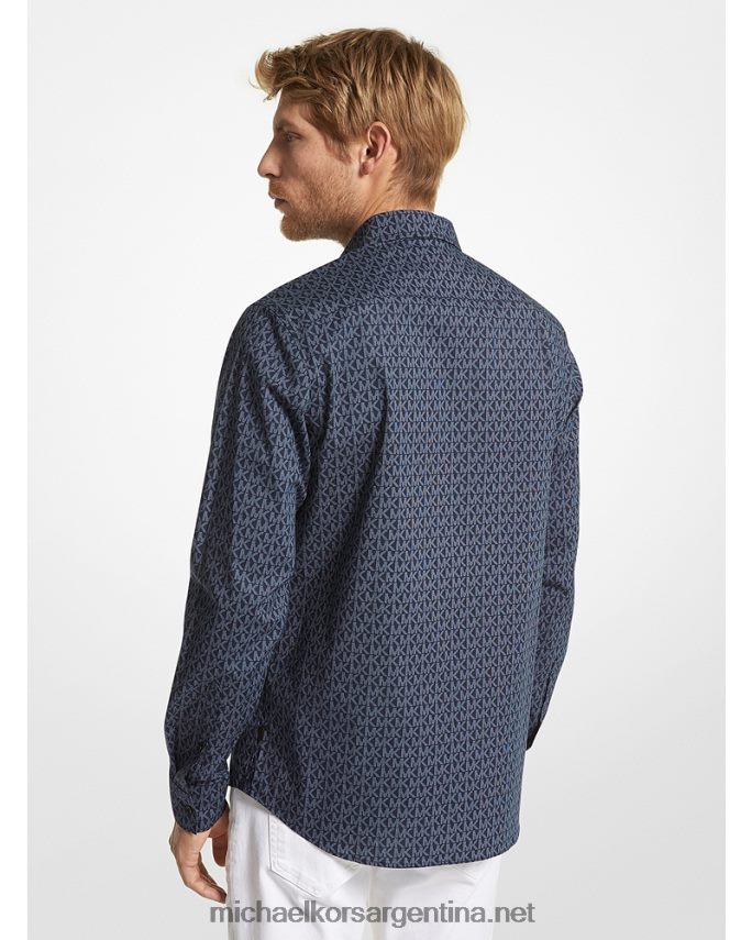 hombres medianoche camisa slim fit con logo estampado Michael Kors T46HB03123