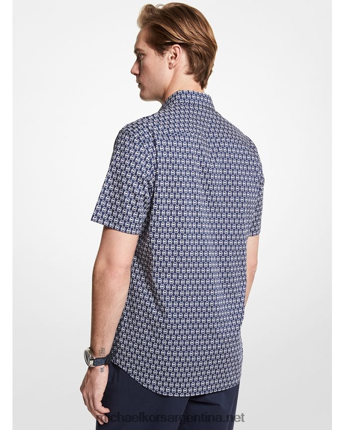 hombres medianoche camisa slim fit en algodón stretch con logo Michael Kors T46HB03134