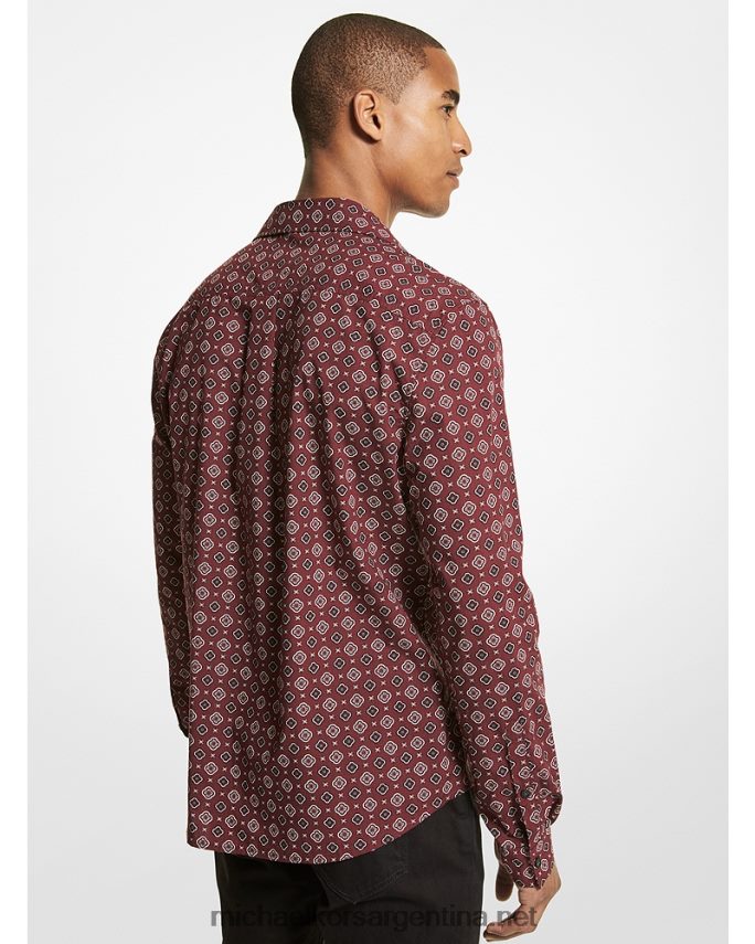 hombres merlot camisa de mezcla de algodón estilo fular Michael Kors T46HB03125