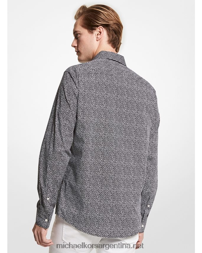 hombres negro camisa slim fit de algodón stretch con estampado botánico Michael Kors T46HB03135