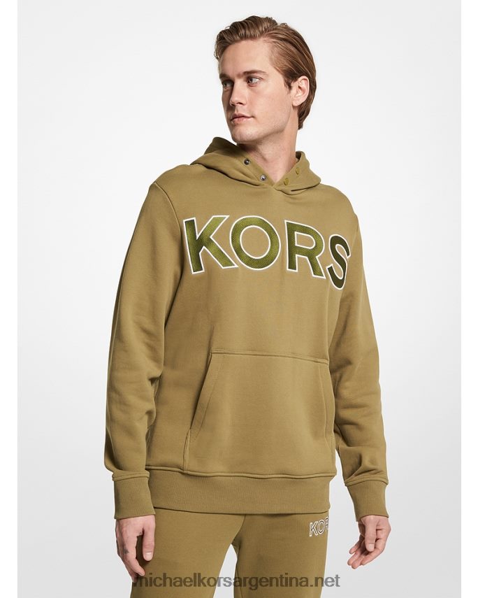hombres aceituna ahumada sudadera con capucha de rizo de algodón kors Michael Kors T46HB03019