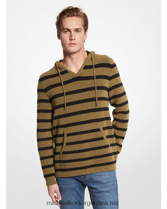 hombres aceituna ahumada sudadera con capucha y textura de rayas Michael Kors T46HB02982