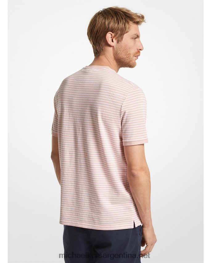 hombres agua de rosas camiseta a rayas de mezcla de algodón y seda Michael Kors T46HB02952