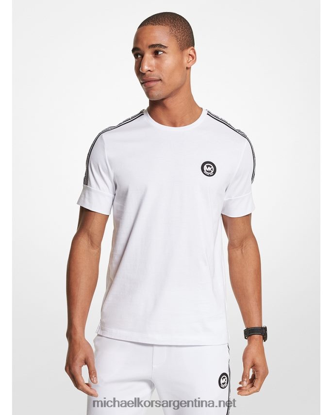 hombres blanco camiseta con cinta del logo Michael Kors T46HB02924