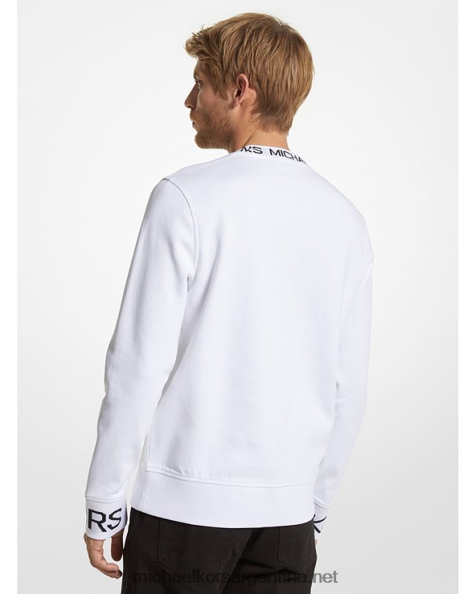 hombres blanco jersey de mezcla de algodón con cinta del logo Michael Kors T46HB02972