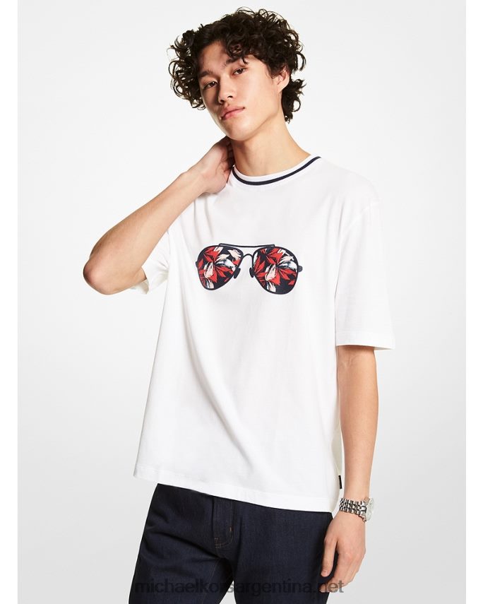 hombres blanco playera con diseño floral de aviador Michael Kors T46HB02981
