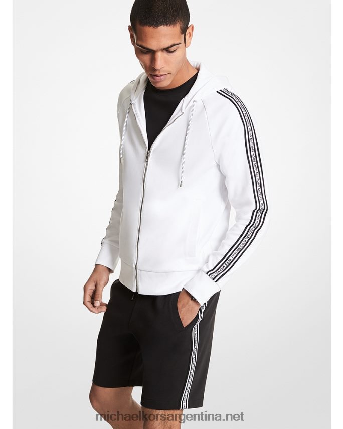 hombres blanco sudadera con cremallera y cinta del logo Michael Kors T46HB03029