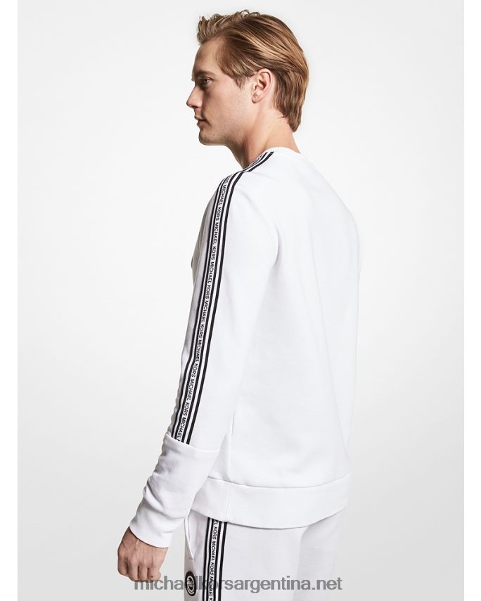 hombres blanco sudadera de mezcla de algodón con cinta del logo Michael Kors T46HB02929