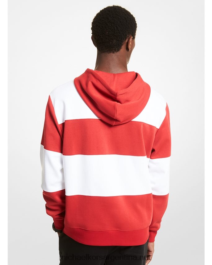 hombres carmesí sudadera con capucha estilo rugby a rayas Michael Kors T46HB03022