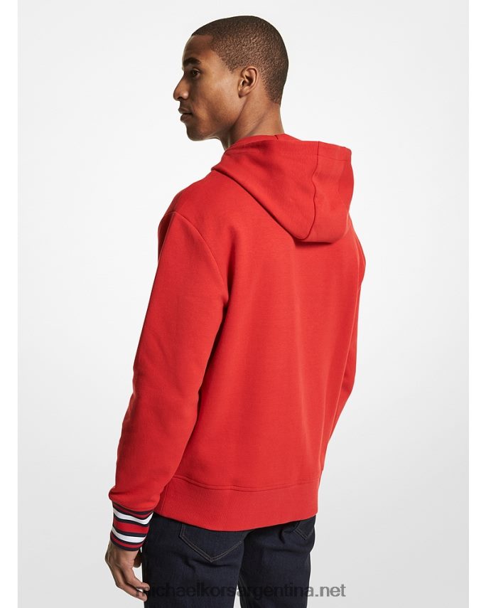 hombres carmesí sudadera con capucha y rayas en mezcla de algodón Michael Kors T46HB02939