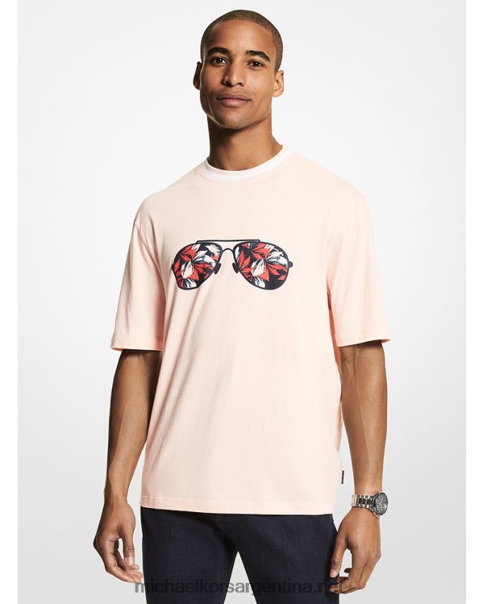 hombres coral polvoriento playera con diseño floral de aviador Michael Kors T46HB02979
