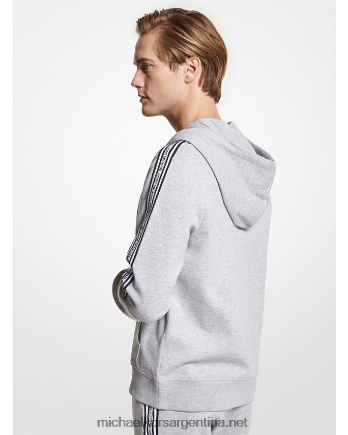 hombres cuero gris sudadera con cremallera y cinta del logo Michael Kors T46HB02934