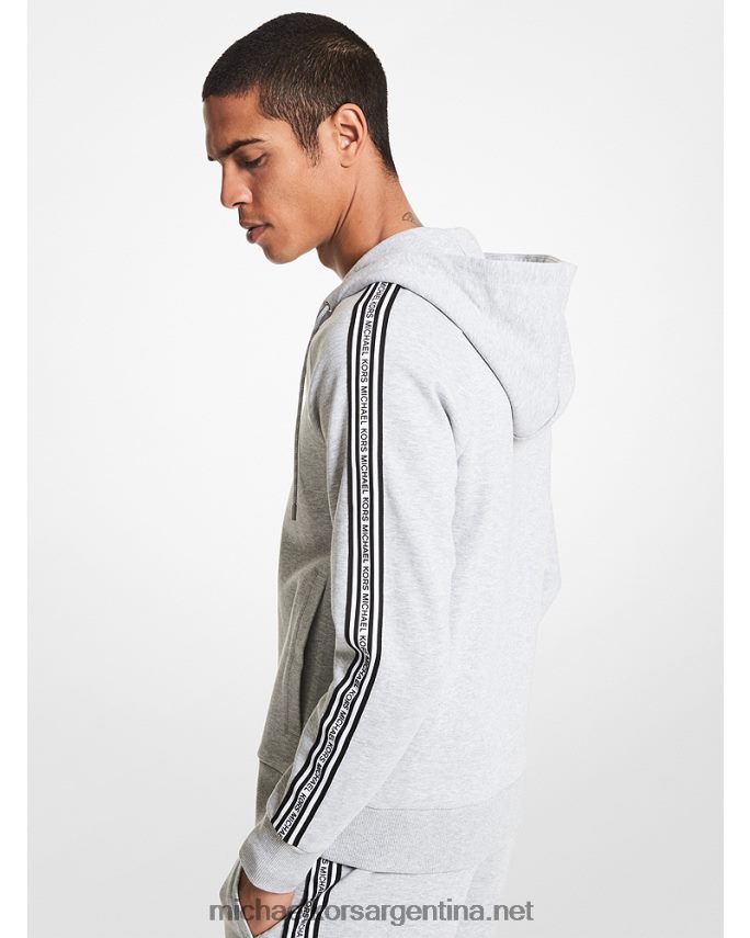 hombres cuero gris sudadera con cremallera y cinta del logo Michael Kors T46HB03030