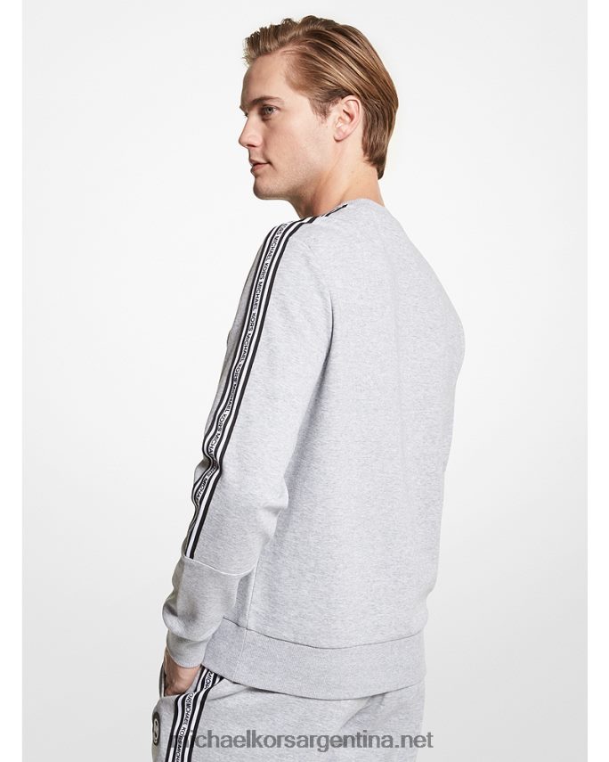 hombres cuero gris sudadera de mezcla de algodón con cinta del logo Michael Kors T46HB02930