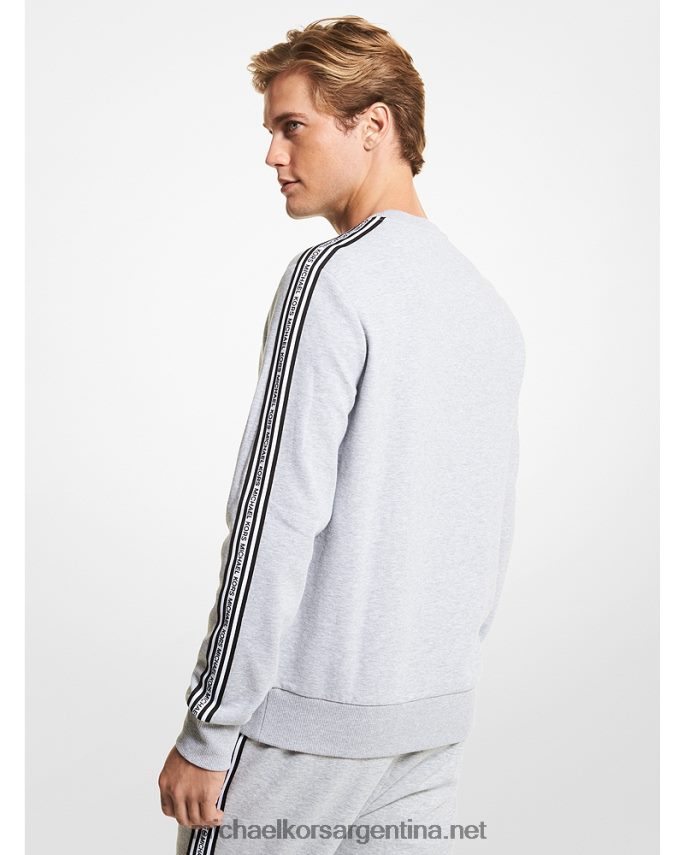 hombres cuero gris sudadera de mezcla de algodón con cinta del logo Michael Kors T46HB03015