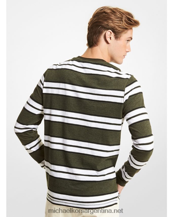 hombres hiedra htr camisa de punto de algodón a rayas Michael Kors T46HB03021