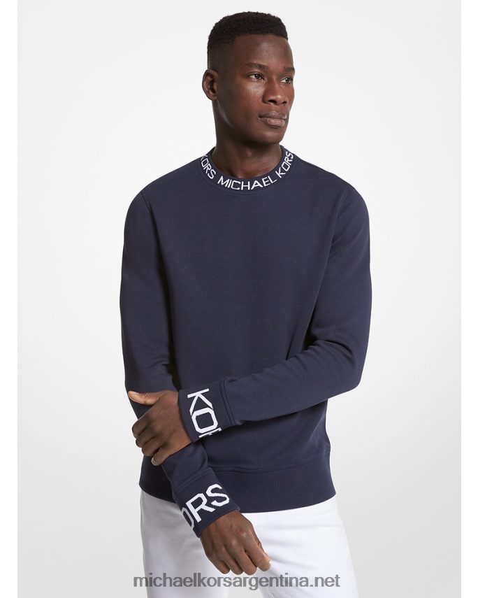 hombres medianoche jersey de mezcla de algodón con cinta del logo Michael Kors T46HB02971