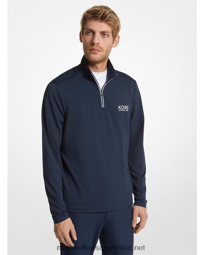 hombres medianoche jersey de punto elástico con logo de golf y cierre de un cuarto Michael Kors T46HB02991