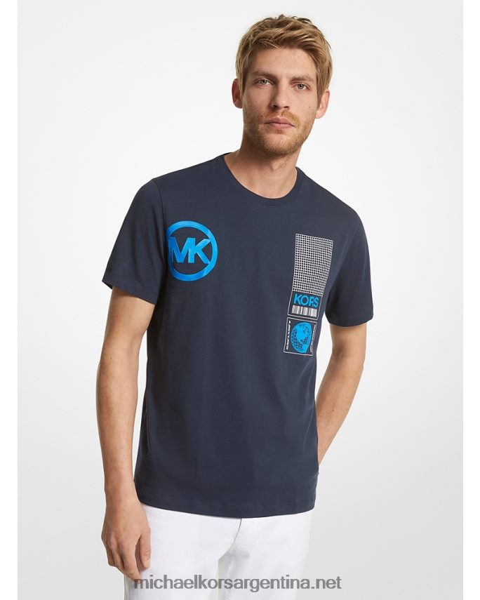 hombres medianoche playera con logo gráfico Michael Kors T46HB02996