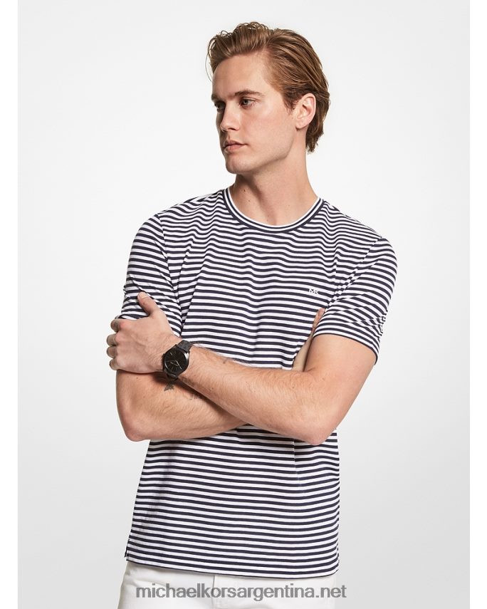 hombres medianoche playera con textura de rayas Michael Kors T46HB02948