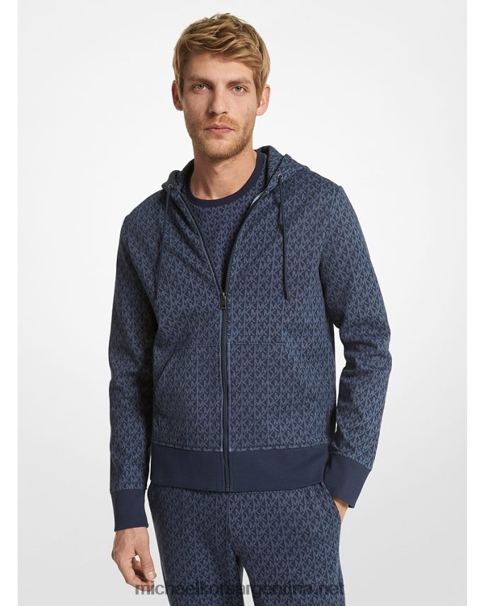 hombres medianoche sudadera con cremallera y logo en mezcla de algodón Michael Kors T46HB03003