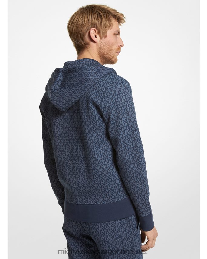 hombres medianoche sudadera con cremallera y logo en mezcla de algodón Michael Kors T46HB03003