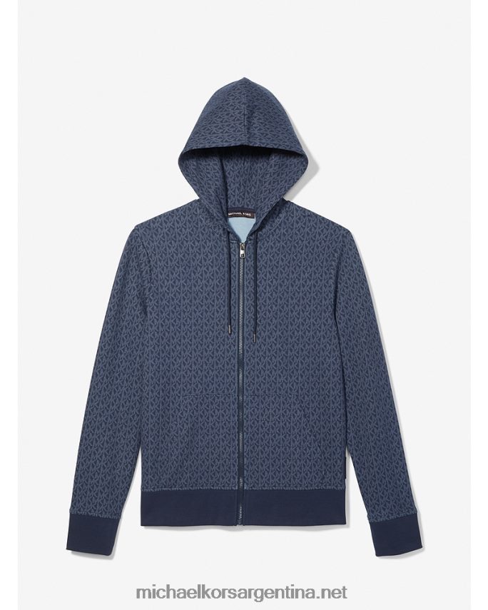 hombres medianoche sudadera con cremallera y logo en mezcla de algodón Michael Kors T46HB03003