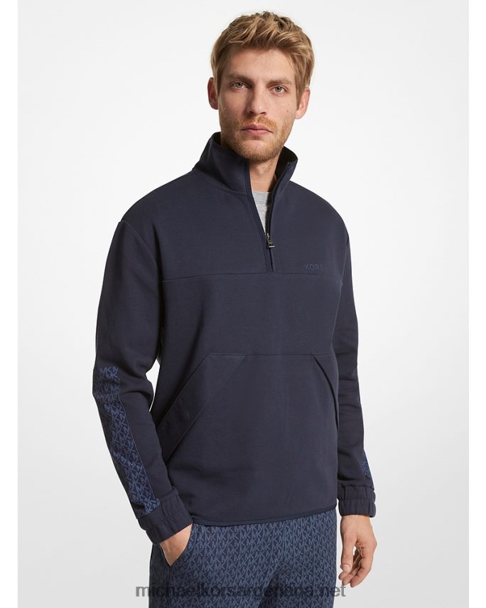 hombres medianoche sudadera con media cremallera y ribete de algodón Michael Kors T46HB02994