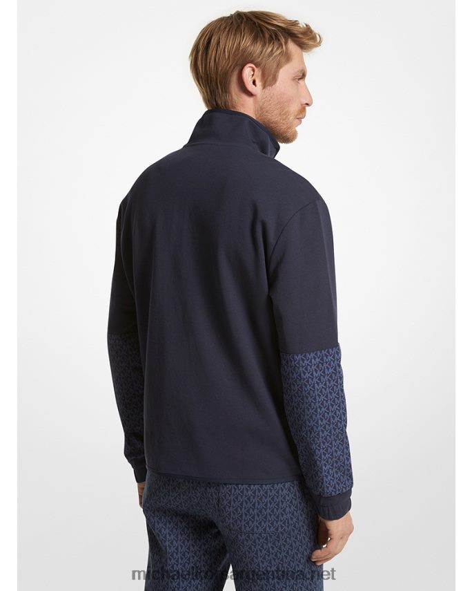 hombres medianoche sudadera con media cremallera y ribete de algodón Michael Kors T46HB02994