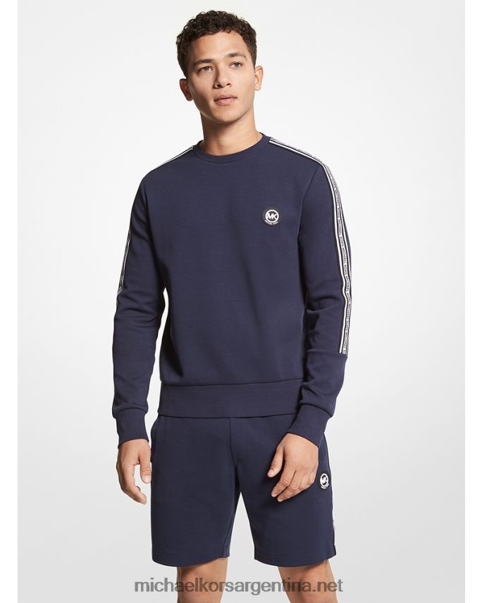 hombres medianoche sudadera de mezcla de algodón con cinta del logo Michael Kors T46HB02928