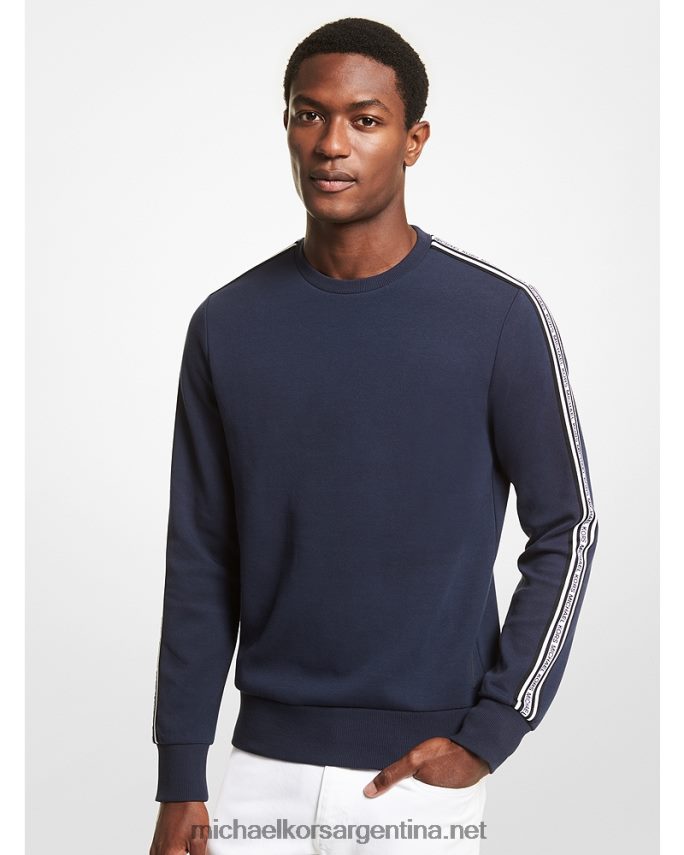 hombres medianoche sudadera de mezcla de algodón con cinta del logo Michael Kors T46HB03016