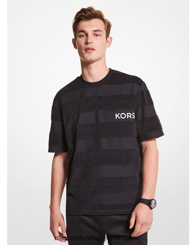 hombres negro camiseta a rayas con logo Michael Kors T46HB03000