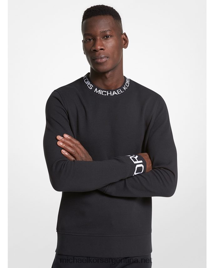 hombres negro jersey de mezcla de algodón con cinta del logo Michael Kors T46HB02974