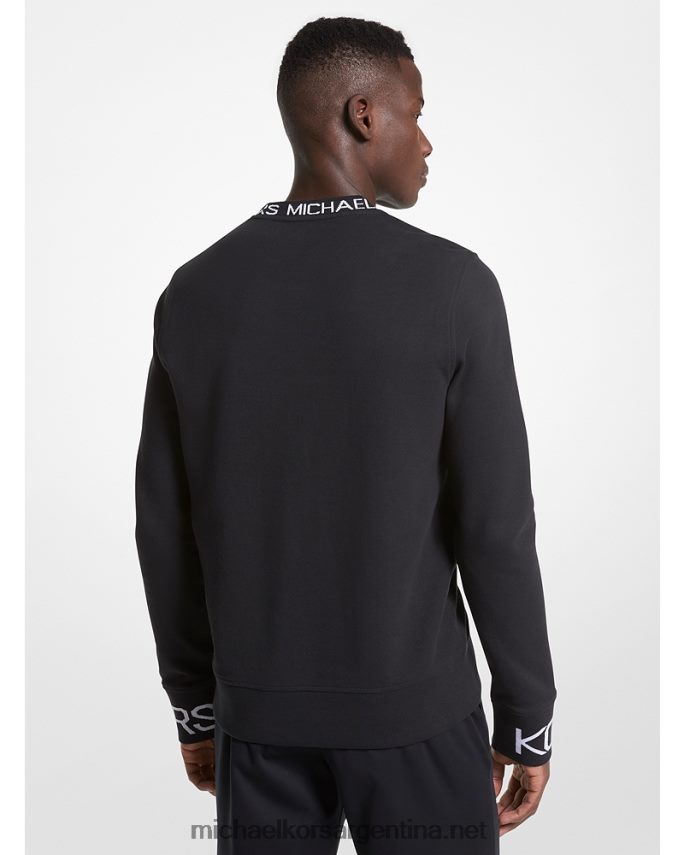 hombres negro jersey de mezcla de algodón con cinta del logo Michael Kors T46HB02974