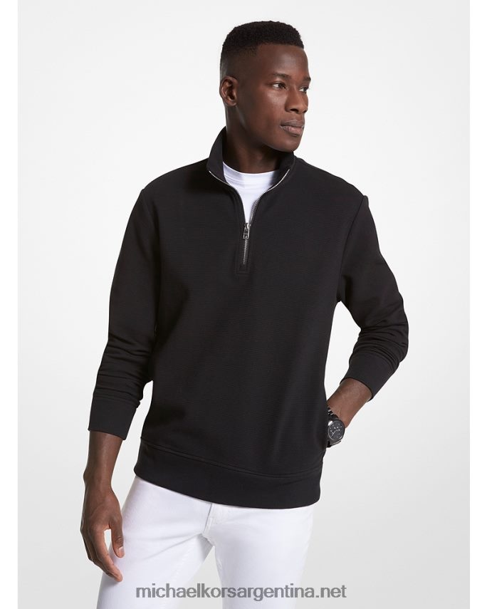 hombres negro jersey de mezcla de algodón con media cremallera Michael Kors T46HB02990