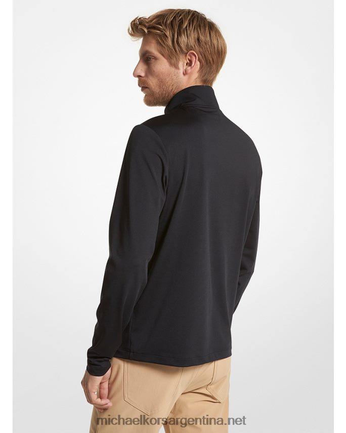 hombres negro jersey de punto elástico con logo de golf y cierre de un cuarto Michael Kors T46HB02992