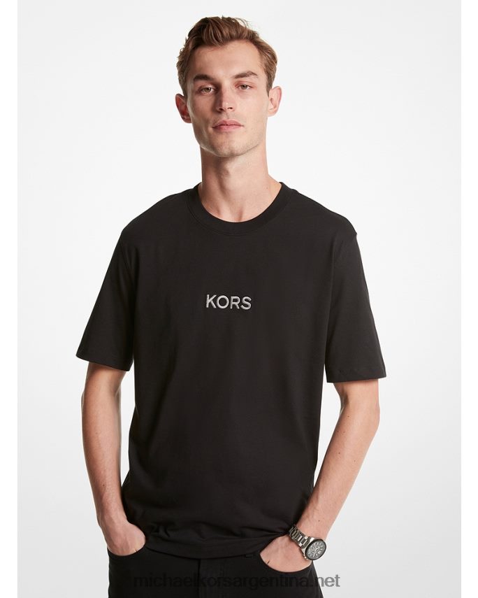 hombres negro playera con logo bordado Michael Kors T46HB02985