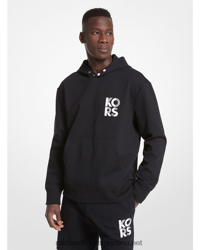hombres negro sudadera con capucha y logo en mezcla de algodón Michael Kors T46HB02956