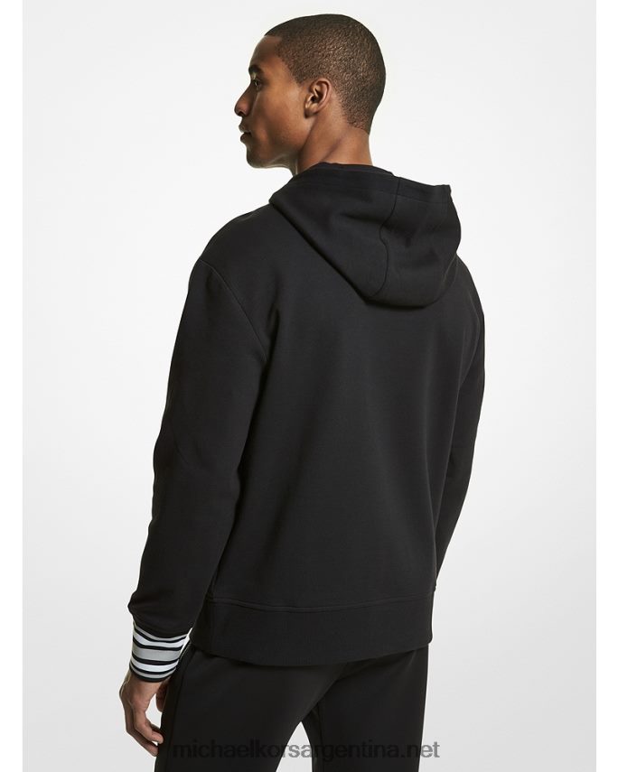 hombres negro sudadera con capucha y rayas en mezcla de algodón Michael Kors T46HB02942