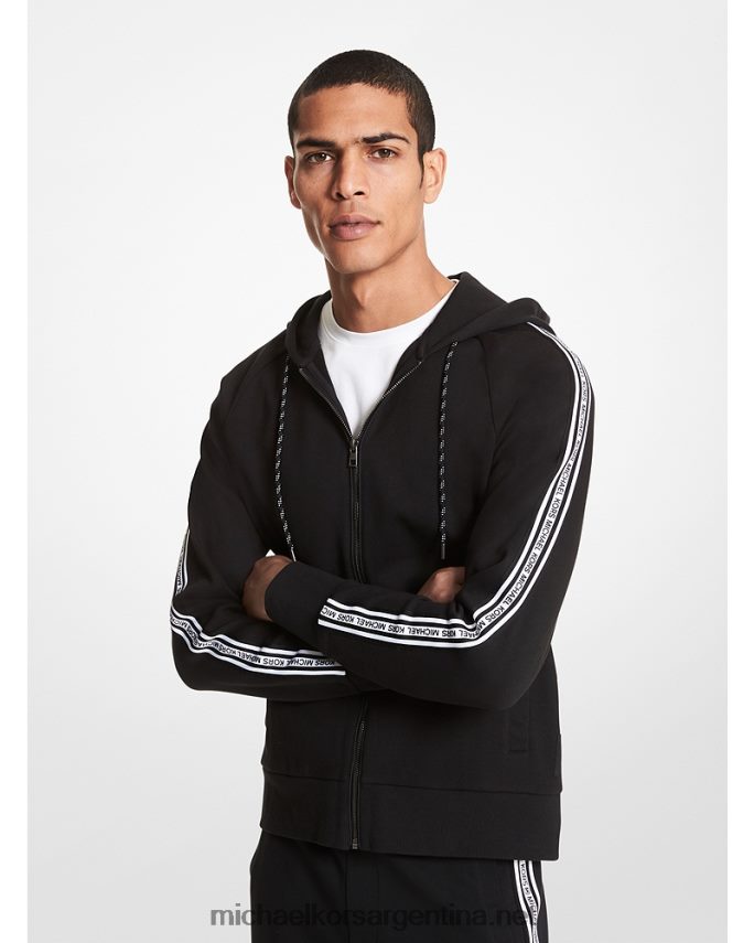 hombres negro sudadera con cremallera y cinta del logo Michael Kors T46HB03031