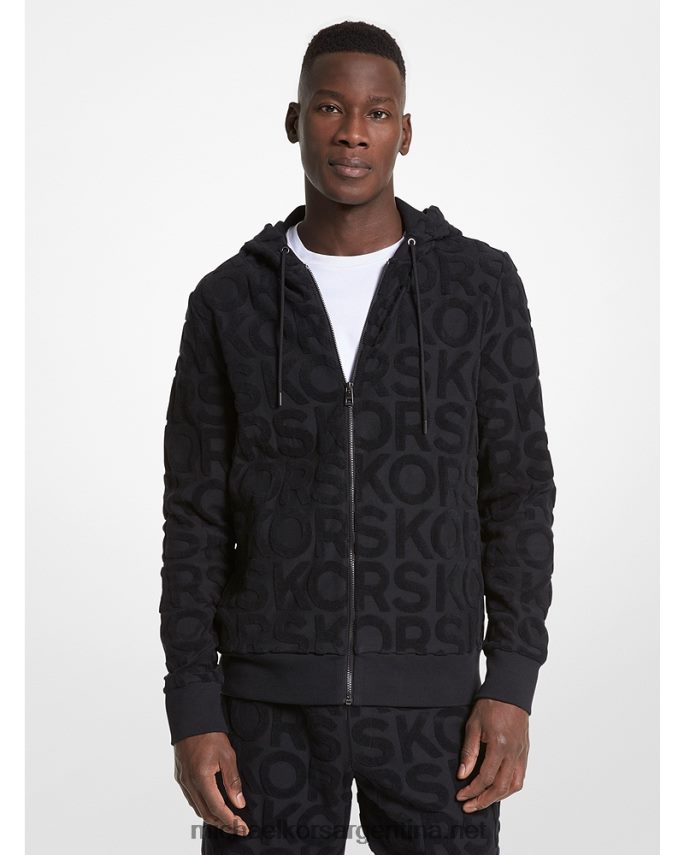 hombres negro sudadera con cremallera y logo en mezcla de algodón Michael Kors T46HB02957