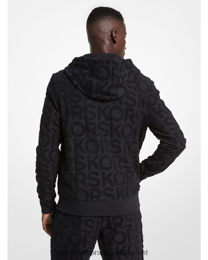 hombres negro sudadera con cremallera y logo en mezcla de algodón Michael Kors T46HB02957