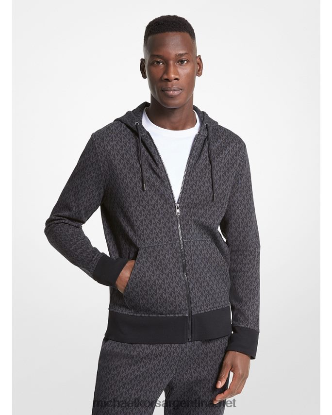 hombres negro sudadera con cremallera y logo en mezcla de algodón Michael Kors T46HB03004