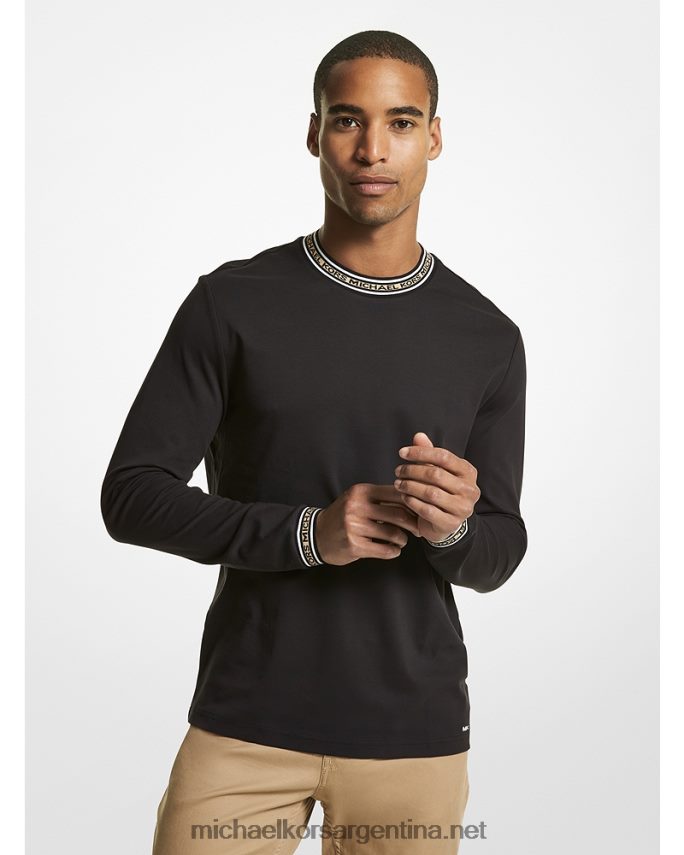 hombres negro sudadera con cuello redondo y cinta del logo Michael Kors T46HB02937