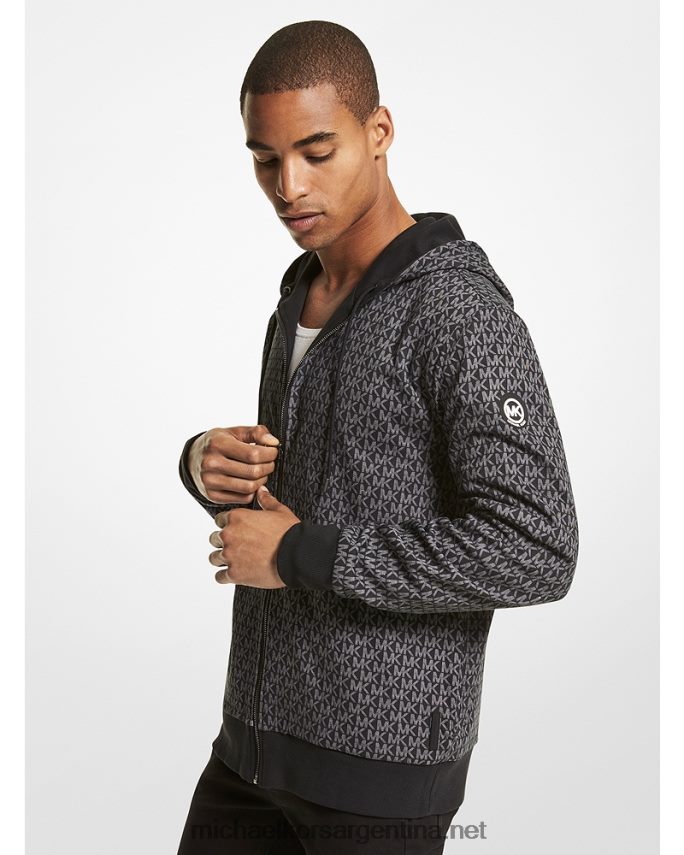 hombres negro sudadera con logo reversible en mezcla de algodón y cremallera Michael Kors T46HB02958