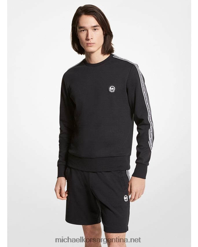 hombres negro sudadera de mezcla de algodón con cinta del logo Michael Kors T46HB02931