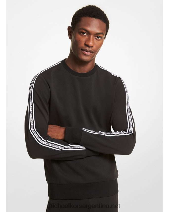 hombres negro sudadera de mezcla de algodón con cinta del logo Michael Kors T46HB03017