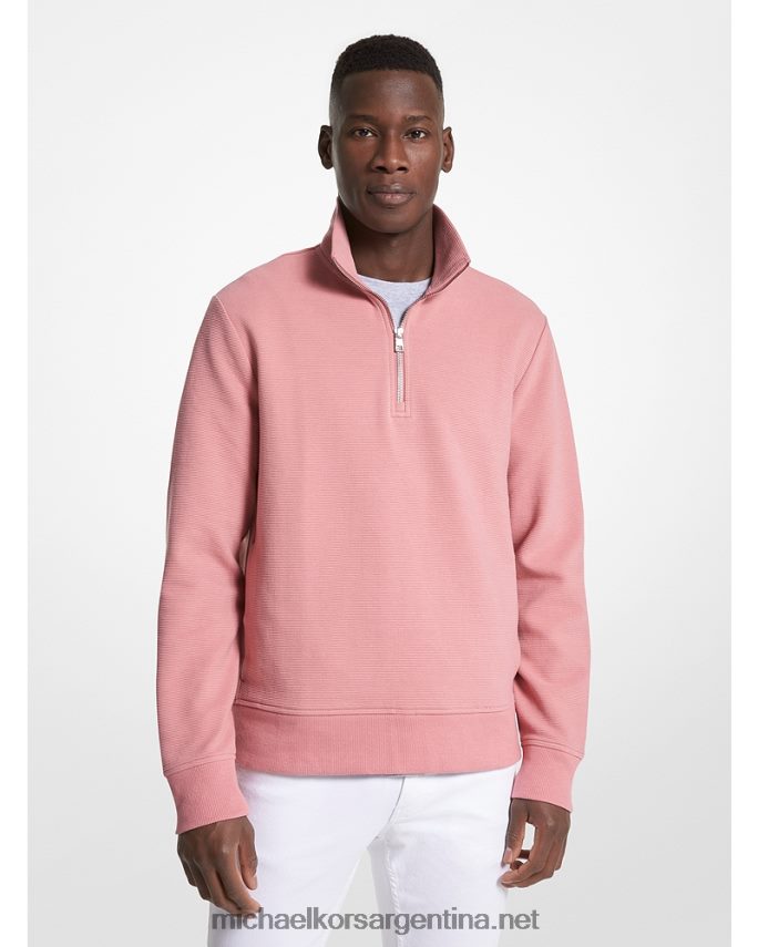 hombres rosa polvorienta jersey de mezcla de algodón con media cremallera Michael Kors T46HB02986